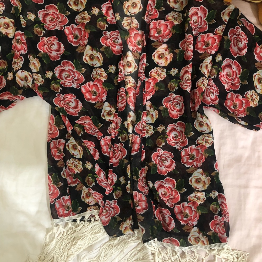 Open front floral kimono